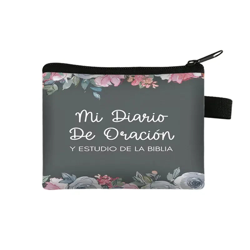Bible Verse in Spanish Wallet Women Coin Purse Christian Gift Con Dios Todo Es Posible Money Bag Dios Es Amor Small Purses