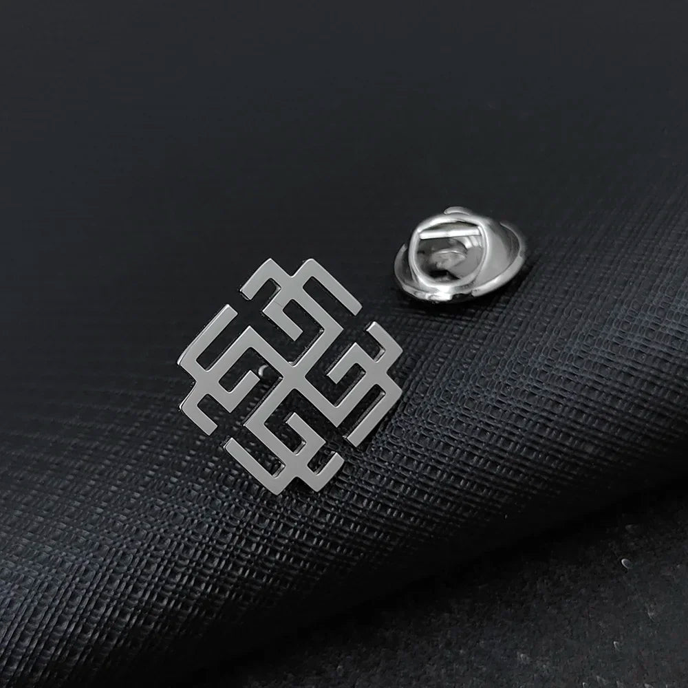 Retro Cross of Lilies Brooches for Men Stainless Steel Christian Cross Symbol Badge Groom Suit Lapel Pin Wedding Accessories