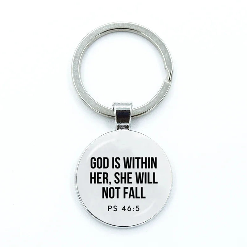 Bible Verse Key Chains Faith Keychain Glass Cabochon KeyRing Bag Car Scripture Quote Christian Key Chain Inspirational Jewelry