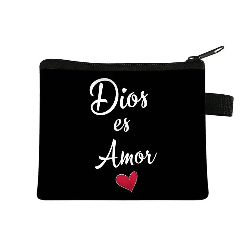 Christian Gift Bible Verse Wallet  Women Coin Purse Con Dios Todo Es Posible Money Bag Small Handbag Floral Purses