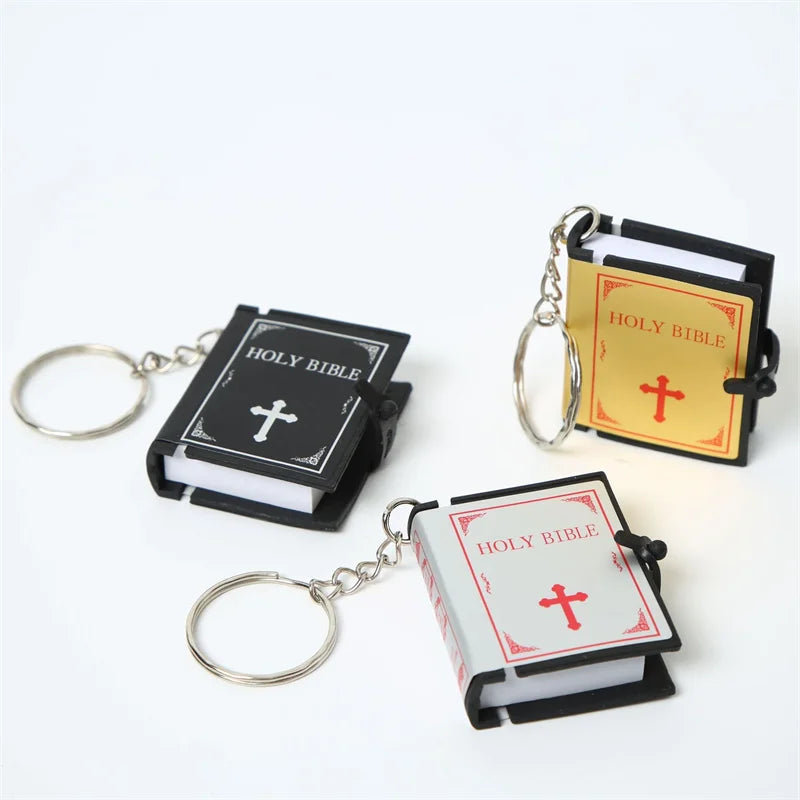 Mini English Bible Keychain, Christian Jesus Cross Keychain, Couple's Bag, Charm Prayer, God Bless, Keyframe Accessories