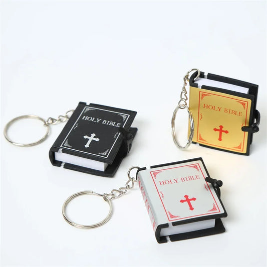 Mini English Bible Keychain, Christian Jesus Cross Keychain, Couple's Bag, Charm Prayer, God Bless, Keyframe Accessories