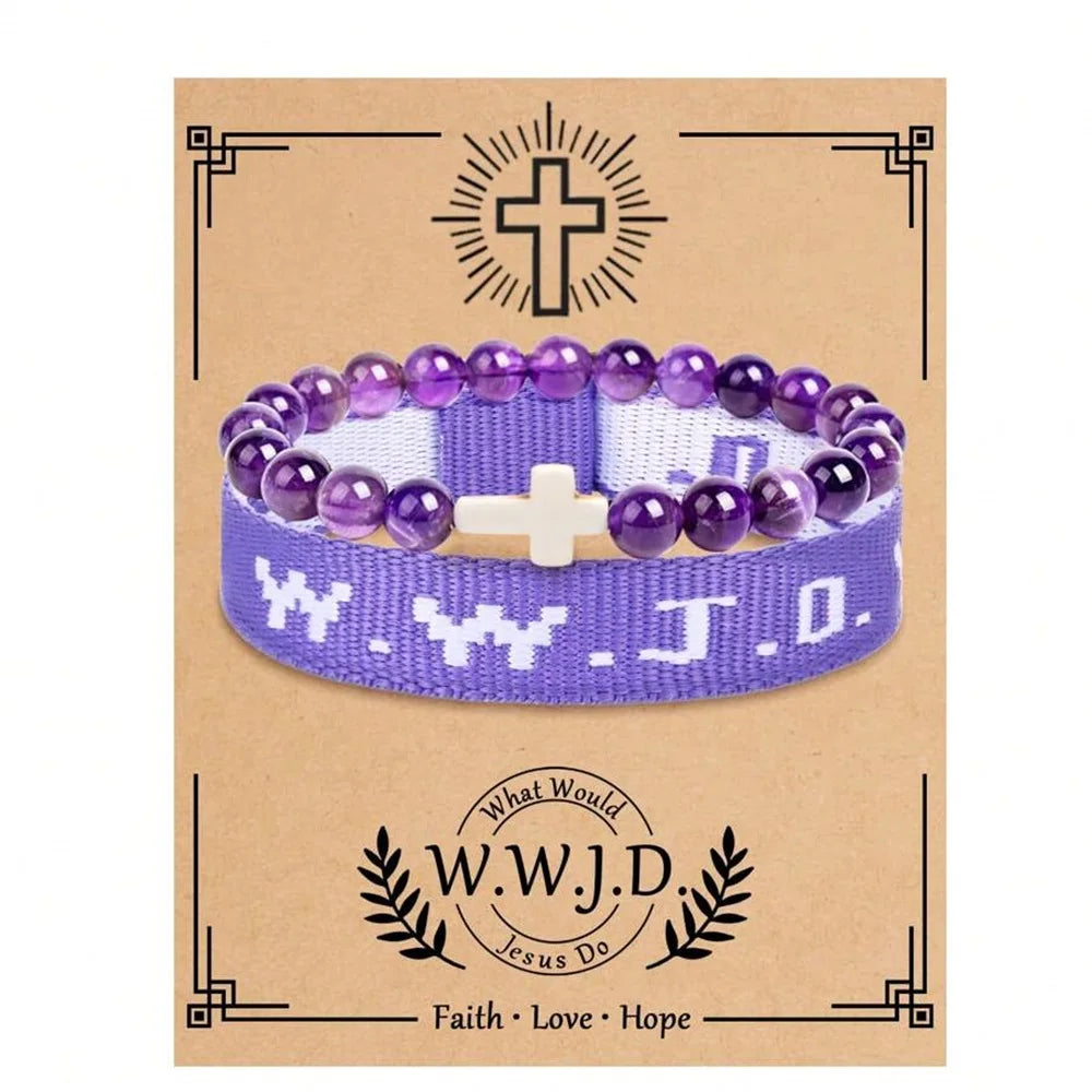 2pc what would jesus do wwjd bracelets pack hwlf w.w.j.d bracelet he would love first elevated faith christian cross gifts