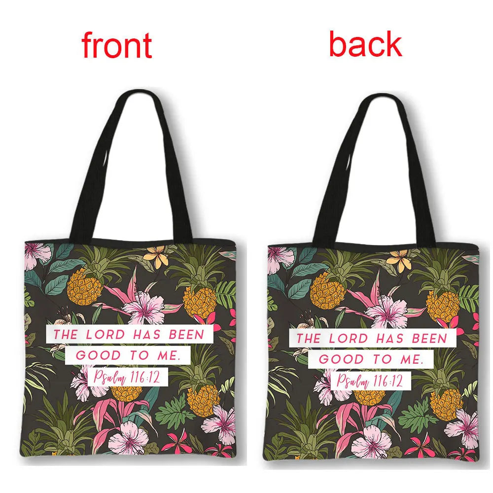 Christian Bible Verse Print Handbag God He Will Sustain You Lady Shopping Fashion Shoulder Bag Girl Travel Tote Bag Gift