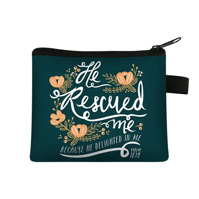 Christian Bible Verse Coin Purse Women Wallet The Lord Sustains Me Money Bag Small Handbag Floral Purses ID Credit Card Holder