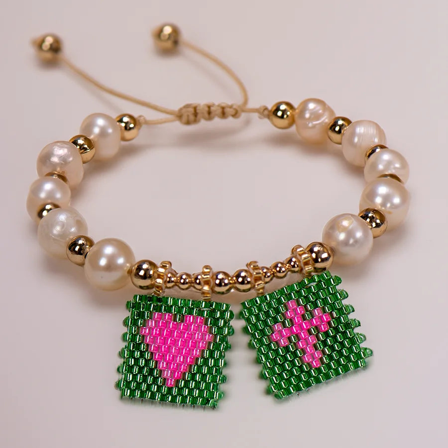 Woven Pearl Cross Heart Bracelet Beaded Miyuki Boho Christian Religious Charm Jewelry Womens 2025 um Fashion Love Blessing Gift