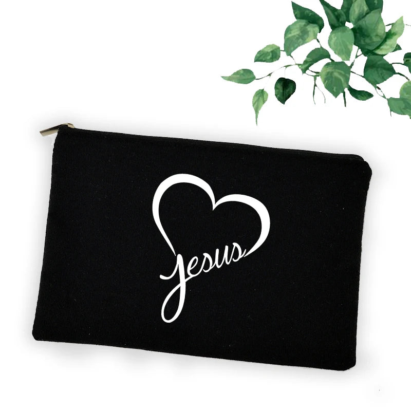 Cross Jesus Faith Christian Cosmetic Bag Girl Lipstick Bags Women Make Up Organizer Pouch Toiletry Case Pencil Bag Easter Gifts