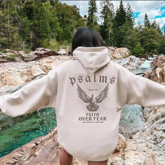 Faith Over Fear Hoodie Bible Verse Shirt Christian Clothes Christian Merch Jesus Is King Motivational Sweater Religious Hoodies