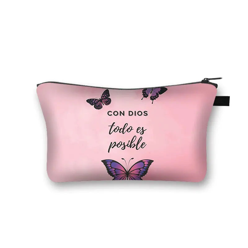 Christian Bible Verse in Spanish Cosmetic Case Con Dios Todo Es Posible Makeup Bag Dios Es Amor Beauty Bag Wash Bag Cosmetic Bag