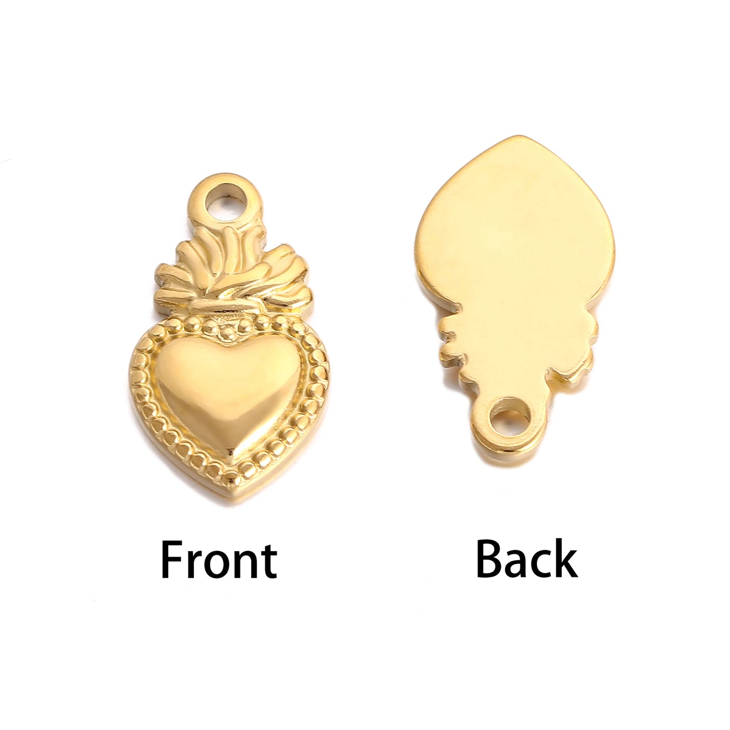 3Pc/Lot Christian Amulet Pendants Stainless Steel Sacred Heart Charms Flame Love Heart DIY Necklace Earring Jewelry Accessories