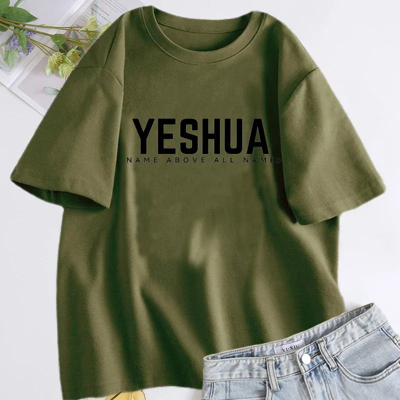 Yeshua Hebrew Name of Jesus Christian t-shirt women men name of god jireh jehovah jesus tshirt hebrew christian yeshua t shirt