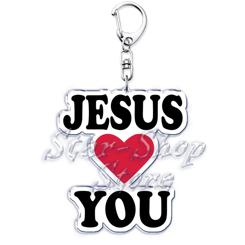 Jesus Loves You Letter Keychains Christian God Bible Quote Keyring for Accessories Bag Pendant Key Chain Jewelry Fans Lover Gift