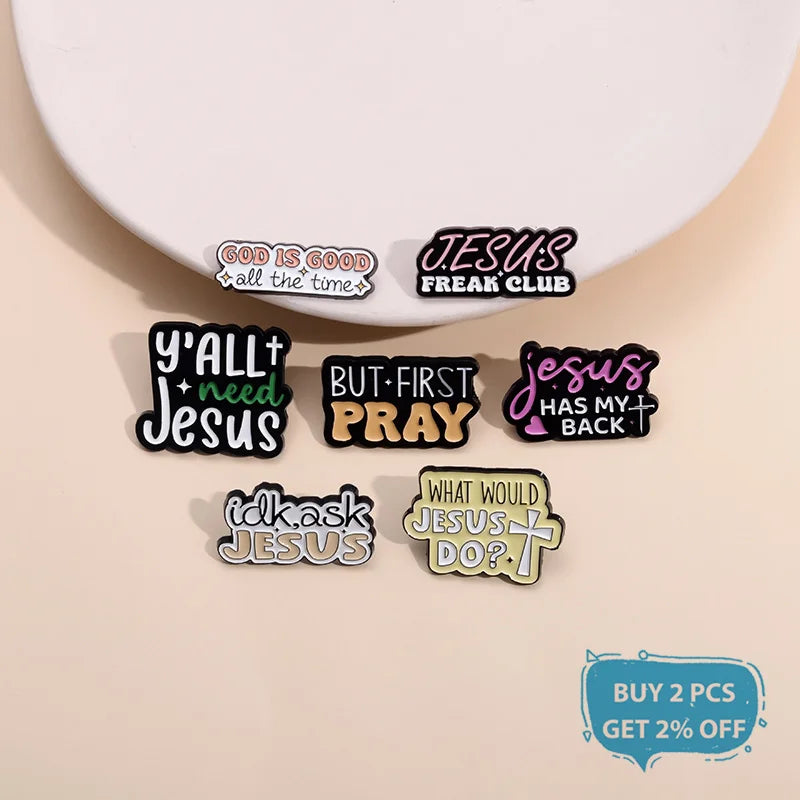 Jesus Club Enamel Pin Jesus Has My Back Emblems Religion Brooches Lapel Badge Jewelry Gifts For Christian