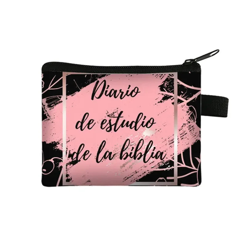 Bible Verse in Spanish Wallet Women Coin Purse Christian Gift Con Dios Todo Es Posible Money Bag Dios Es Amor Small Purses