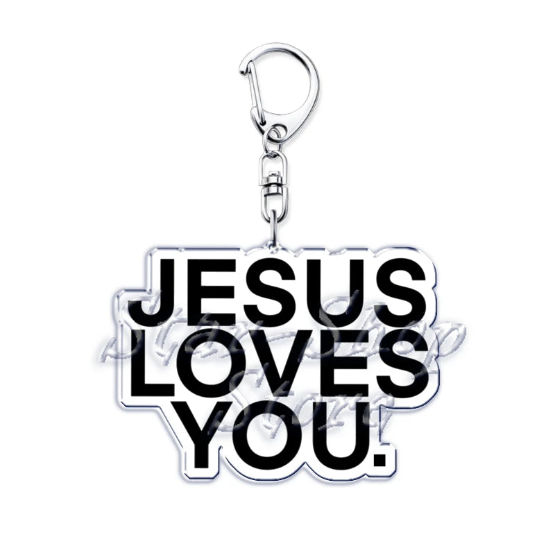 Jesus Loves You Letter Keychains Christian God Bible Quote Keyring for Accessories Bag Pendant Key Chain Jewelry Fans Lover Gift