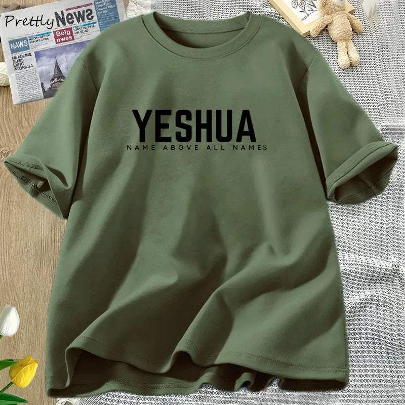 Vintage Yeshua Christian T-Shirt Women Faith Tshirt Jesus Cotton Short Sleeve Letter Print T Shirt Unisex Streetwear God Tops