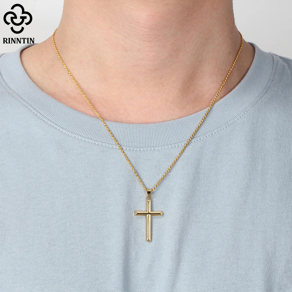 925 Sterling Silver Simple Cross Pendant for Women Men Pure Silver Fashion Christian Religious Jewelry Chain Gift SNMN01