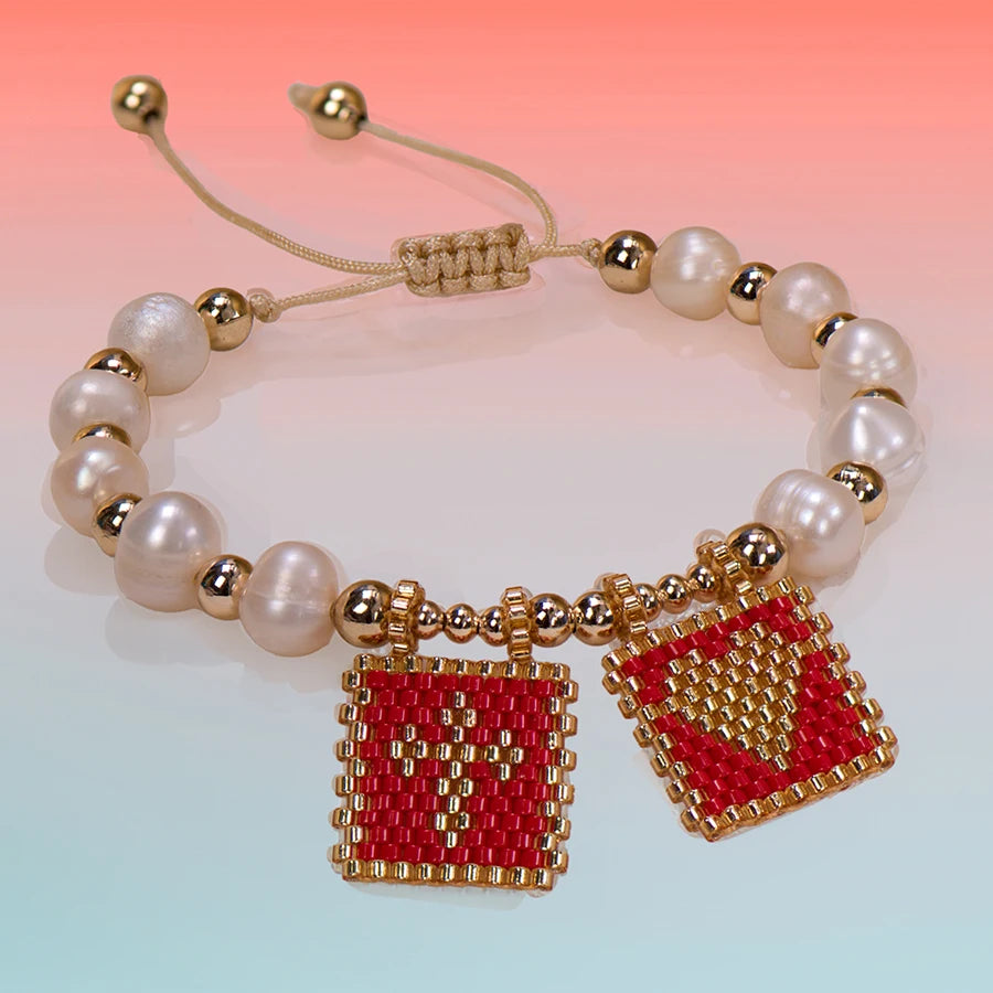 Woven Pearl Cross Heart Bracelet Beaded Miyuki Boho Christian Religious Charm Jewelry Womens 2025 um Fashion Love Blessing Gift