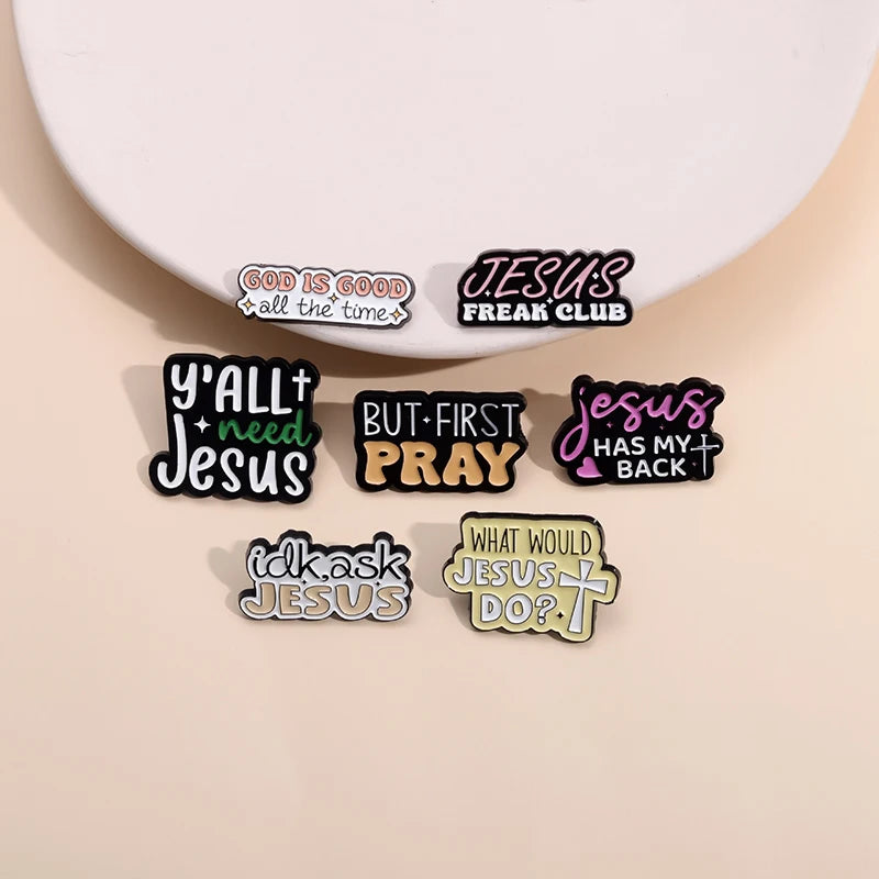Jesus Club Enamel Pin Jesus Has My Back Emblems Religion Brooches Lapel Badge Jewelry Gifts For Christian