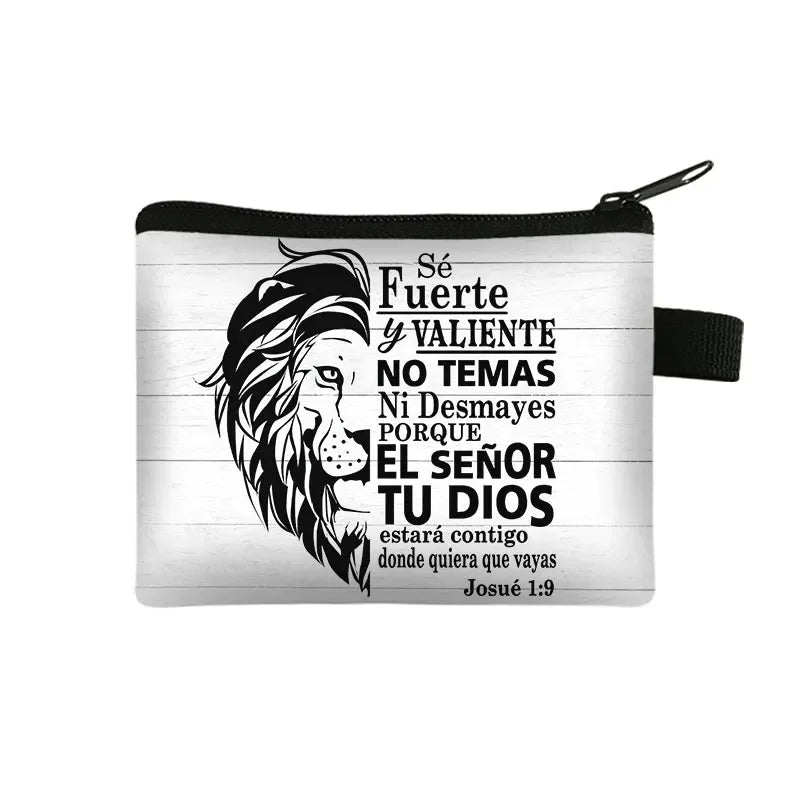 Bible Verse in Spanish Wallet Women Coin Purse Christian Gift Con Dios Todo Es Posible Money Bag Dios Es Amor Small Purses