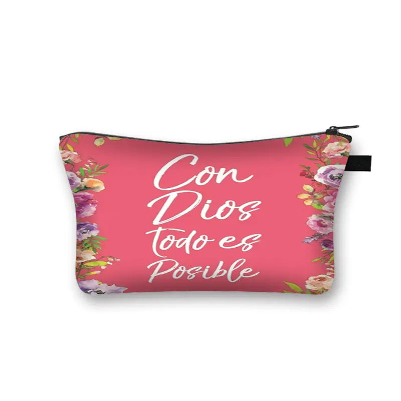 Christian Bible Verse in Spanish Cosmetic Case Con Dios Todo Es Posible Makeup Bag Dios Es Amor Beauty Bag Wash Bag Cosmetic Bag