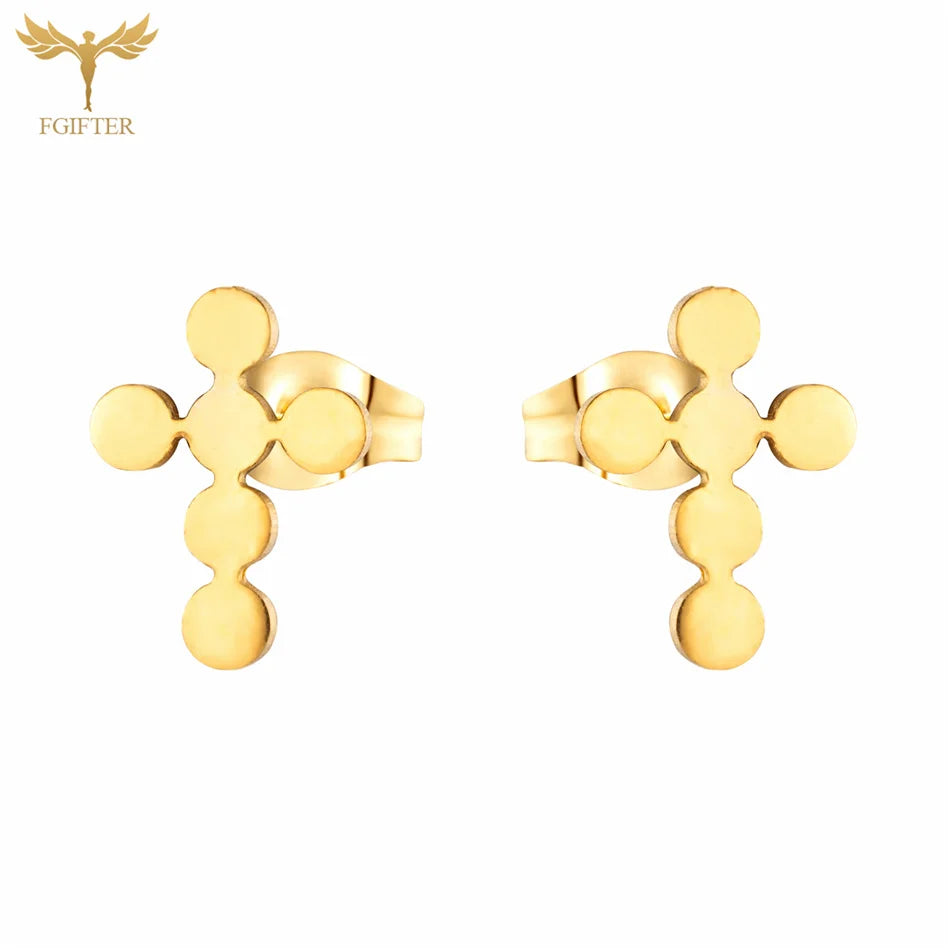 12 Pairs Pack Stainless Steel Earrings Set Cross Jesus Ear Studs Piercing Jewelry Wholesale Christian Catholicism Accessories