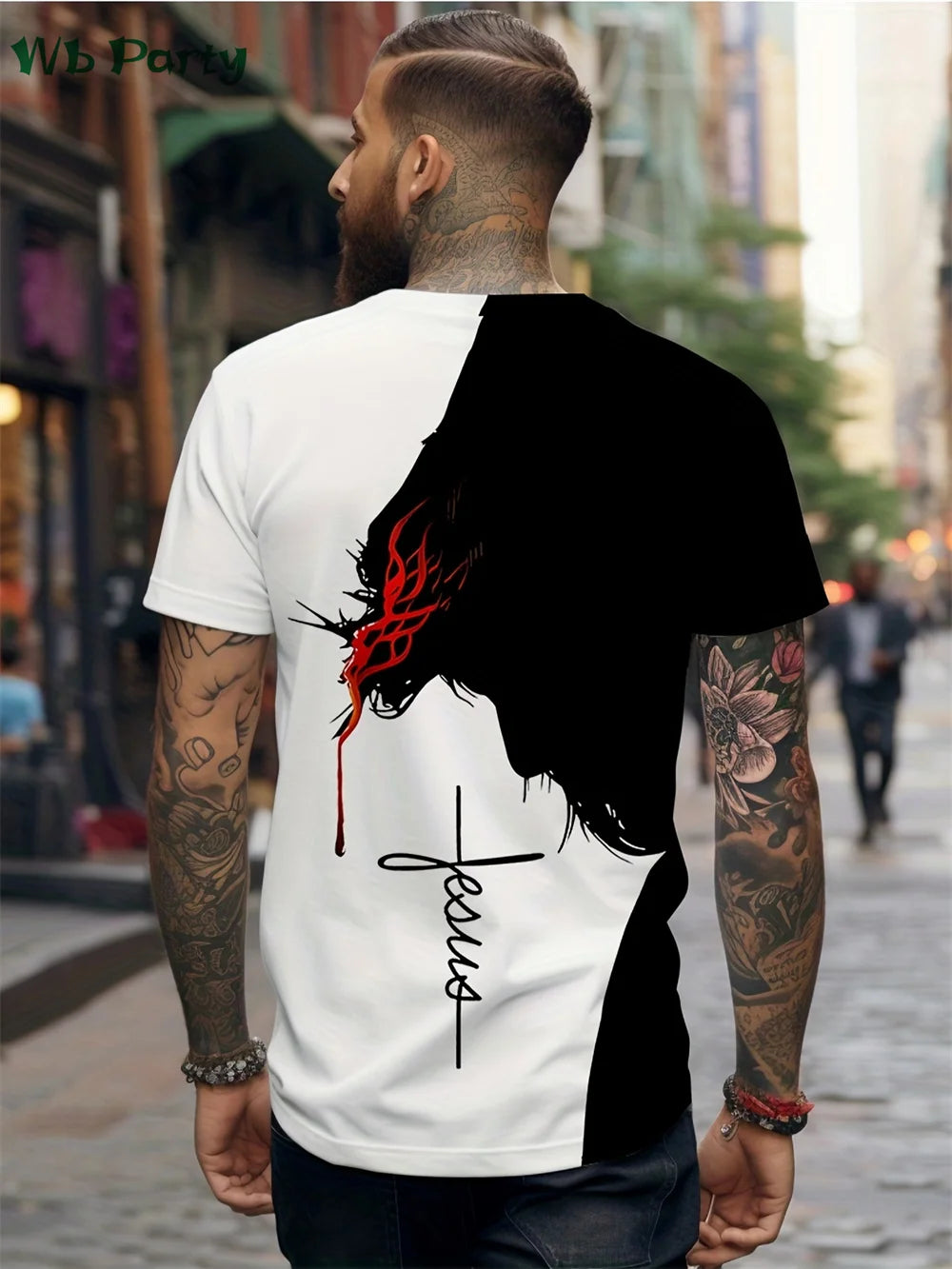 Jesus Pattern Print Designer Clothes Men Jesus Print T shirts for Men Jesus Shirts Graphic Tee Men's Summer Clothes Designer Tee