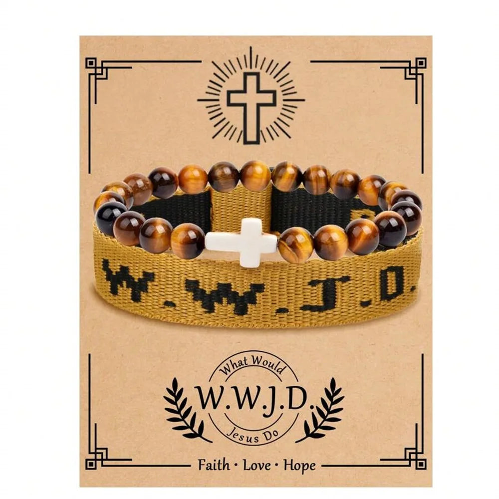 2pc what would jesus do wwjd bracelets pack hwlf w.w.j.d bracelet he would love first elevated faith christian cross gifts