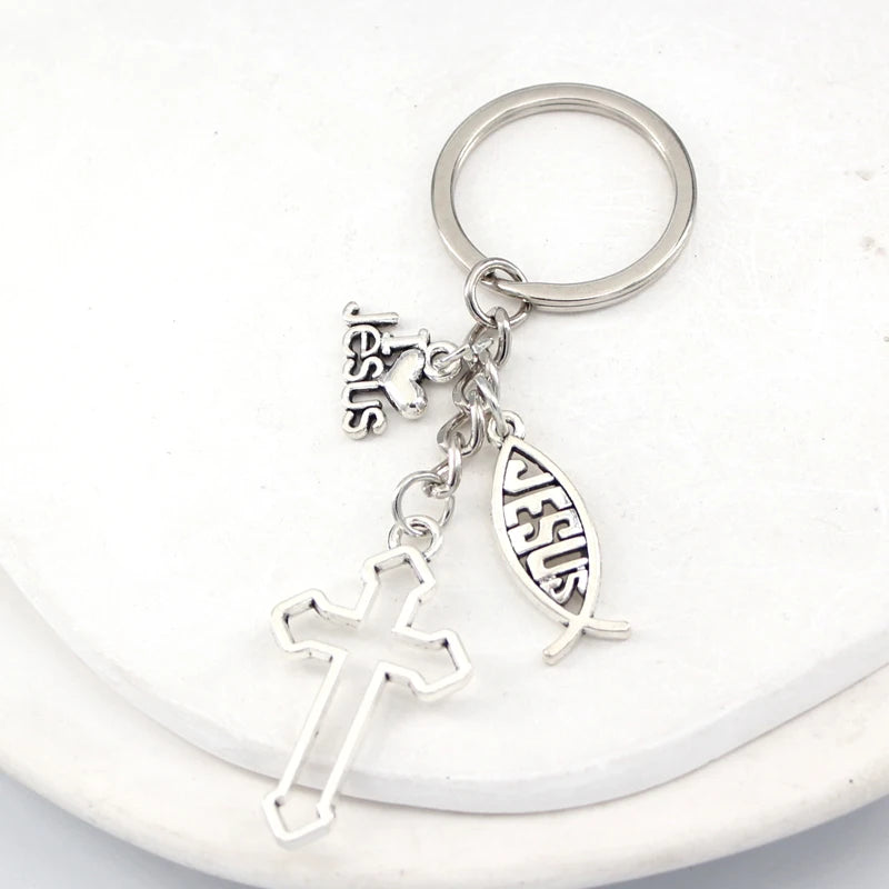 New Arrival Jesus Key Chain Grace Cross Faith Keychain Key Ring Holder Bag Pendant Accessory Jewelry Christmas Gifts Women Men