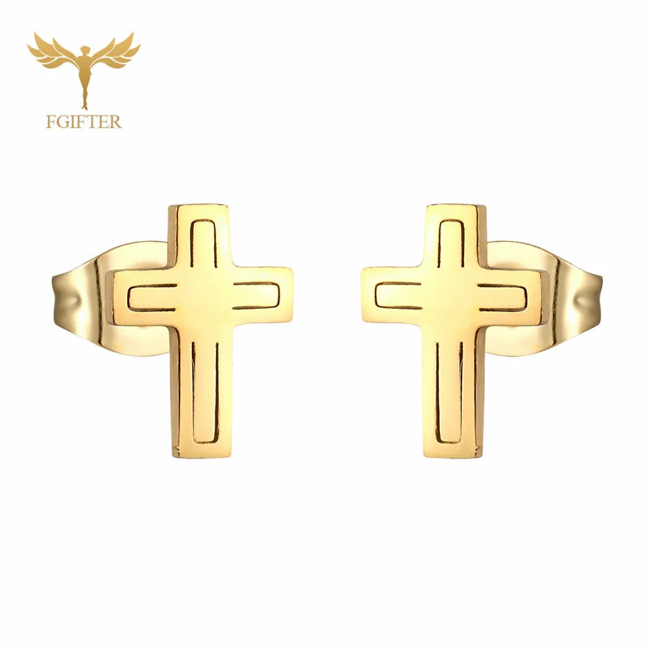 12 Pairs Pack Stainless Steel Earrings Set Cross Jesus Ear Studs Piercing Jewelry Wholesale Christian Catholicism Accessories