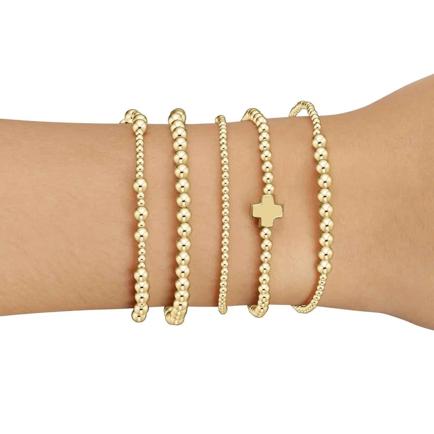 Bracelet 18 K Gold Plated Christian Cross Beads Bracelets Woman Luxury Designer Jewelry