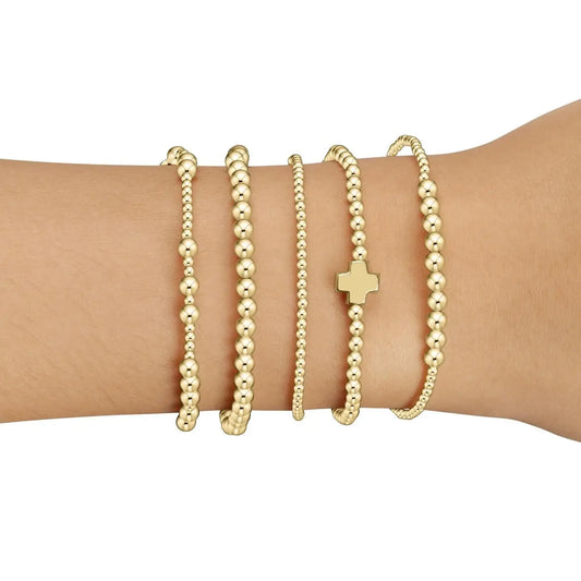 Bracelet 18 K Gold Plated Christian Cross Beads Bracelets Woman Luxury Designer Jewelry