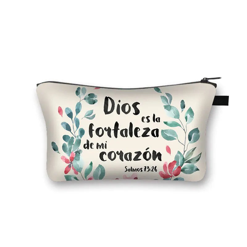 Christian Bible Verse in Spanish Cosmetic Case Con Dios Todo Es Posible Makeup Bag Dios Es Amor Beauty Bag Wash Bag Cosmetic Bag