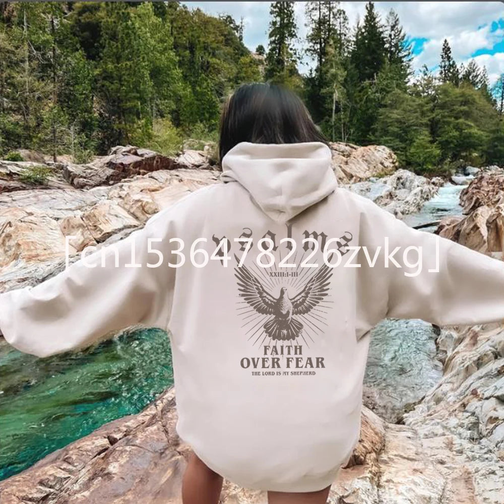 Faith Over Fear Hoodie Bible Verse Shirt Christian Clothes Christian Merch Jesus Is King Motivational Sweater Religious Hoodies