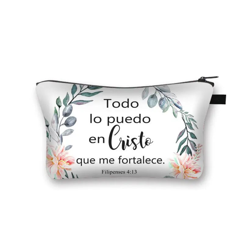Christian Bible Verse in Spanish Cosmetic Case Con Dios Todo Es Posible Makeup Bag Dios Es Amor Beauty Bag Wash Bag Cosmetic Bag