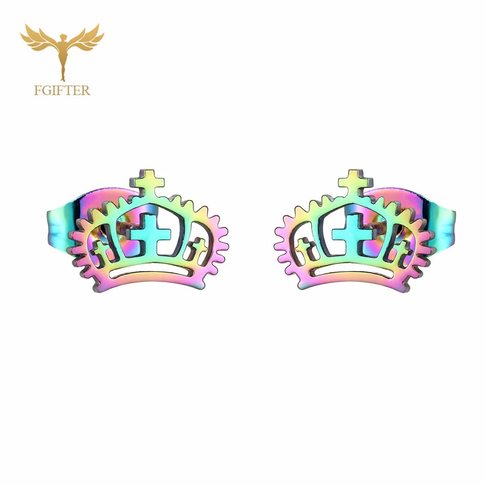 12 Pairs Pack Stainless Steel Earrings Set Cross Jesus Ear Studs Piercing Jewelry Wholesale Christian Catholicism Accessories