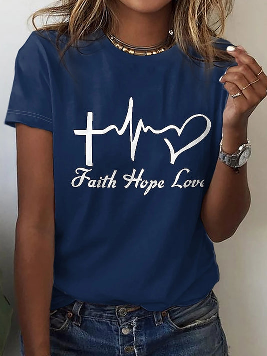 Letter Print T-shirt, Casual Crew Neck Short Sleeve Top for Spring & Summer, Women's Clothing