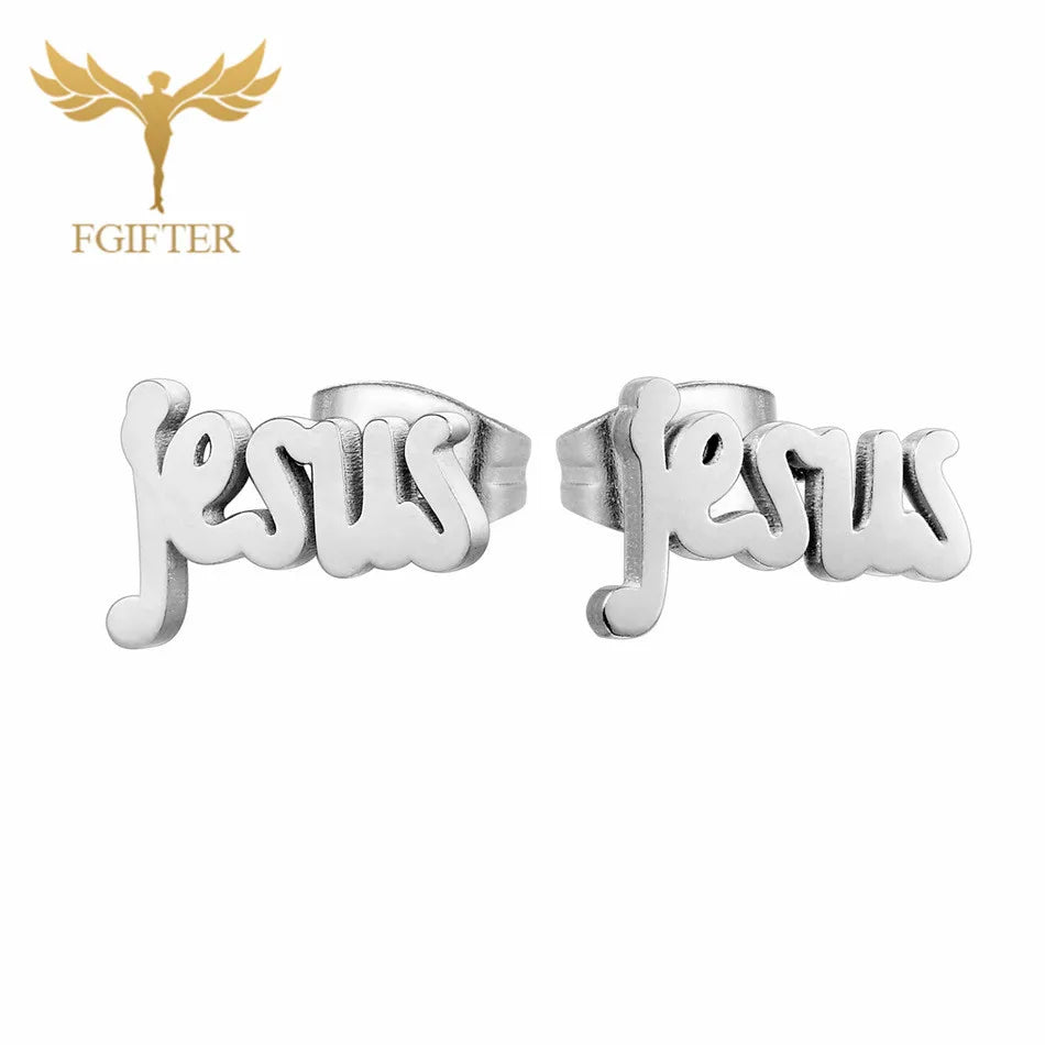 12 Pairs Pack Stainless Steel Earrings Set Cross Jesus Ear Studs Piercing Jewelry Wholesale Christian Catholicism Accessories