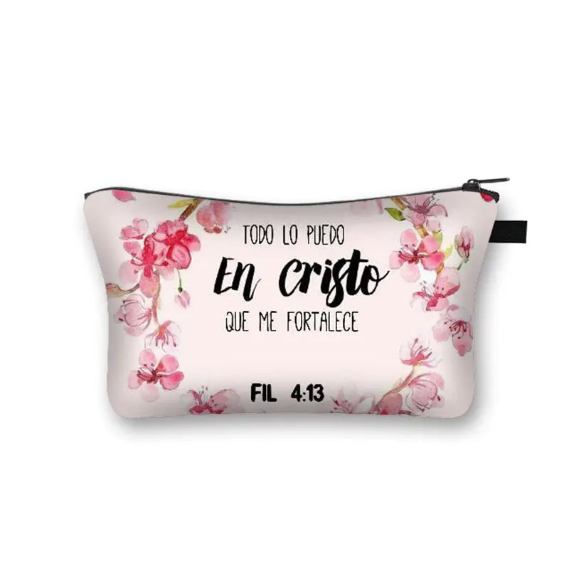 Christian Bible Verse in Spanish Cosmetic Case Con Dios Todo Es Posible Makeup Bag Dios Es Amor Beauty Bag Wash Bag Cosmetic Bag
