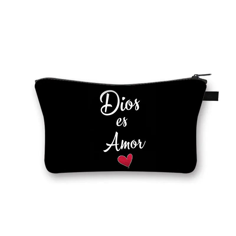 Christian Bible Verse in Spanish Cosmetic Case Con Dios Todo Es Posible Makeup Bag Dios Es Amor Beauty Bag Wash Bag Cosmetic Bag