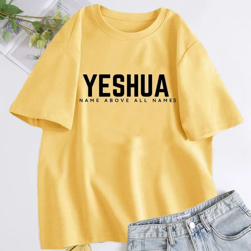 Yeshua Hebrew Name of Jesus Christian t-shirt women men name of god jireh jehovah jesus tshirt hebrew christian yeshua t shirt