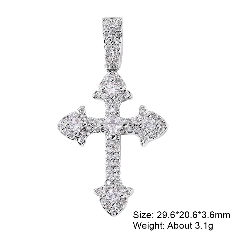 18K Real Gold Plated Enamel Cubic Zirconia Christian Cross Charms For DIY Religious Christmas Pendant Rosary Jewelry Making