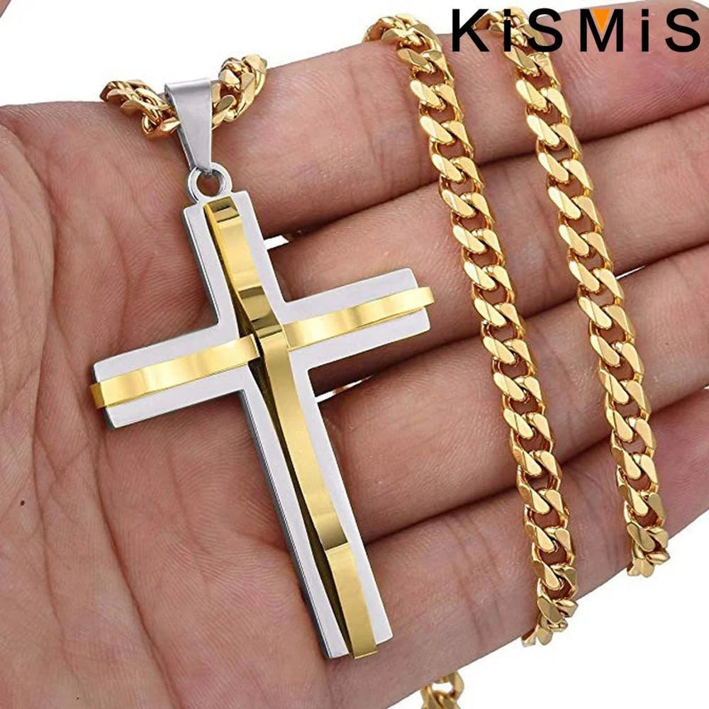 1PC Stainless Steel Cross Necklace Pendant Jewelry