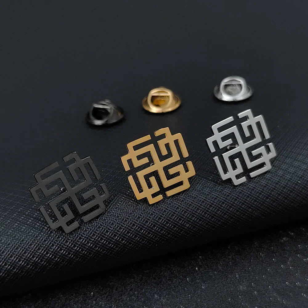 Retro Cross of Lilies Brooches for Men Stainless Steel Christian Cross Symbol Badge Groom Suit Lapel Pin Wedding Accessories