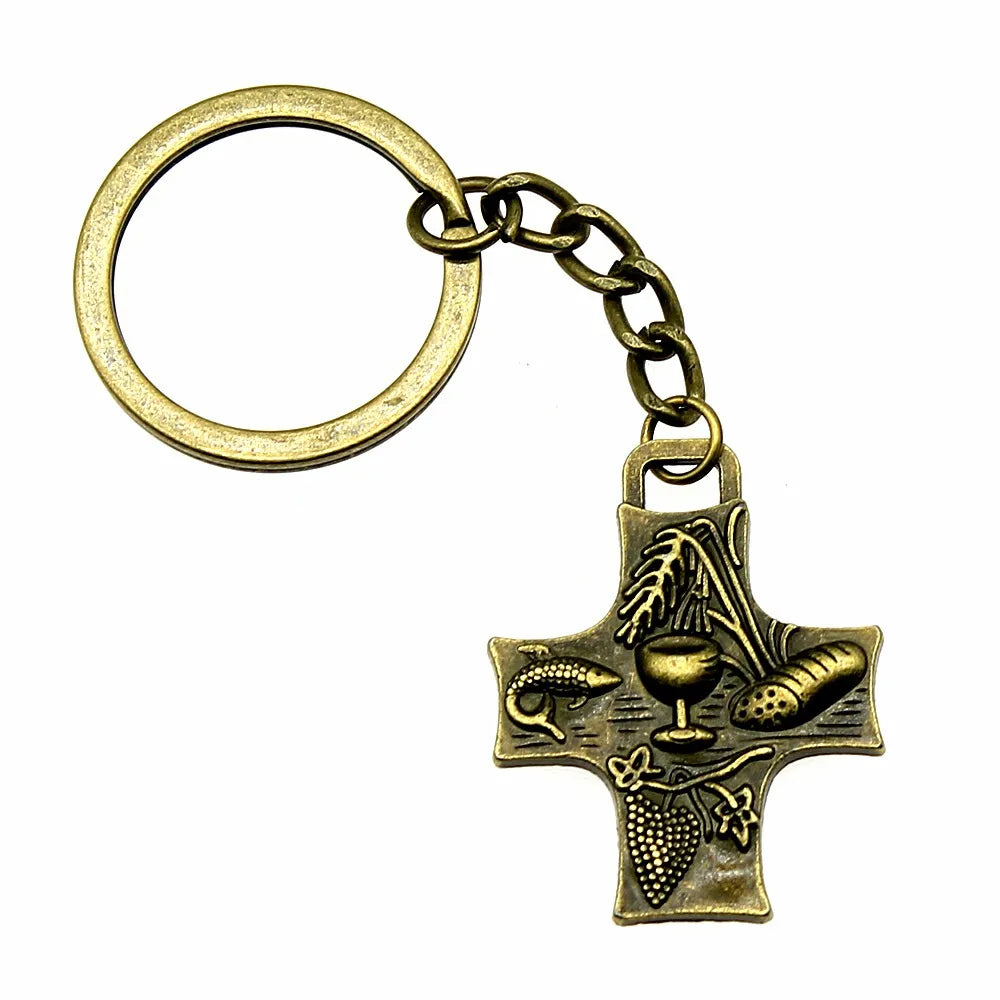 1 Piece Vintage Jesus Christianity Accessory Car Keychain Cross Keychain Handmade DIY Jewelry Car Key Chain Ring Holder For Men