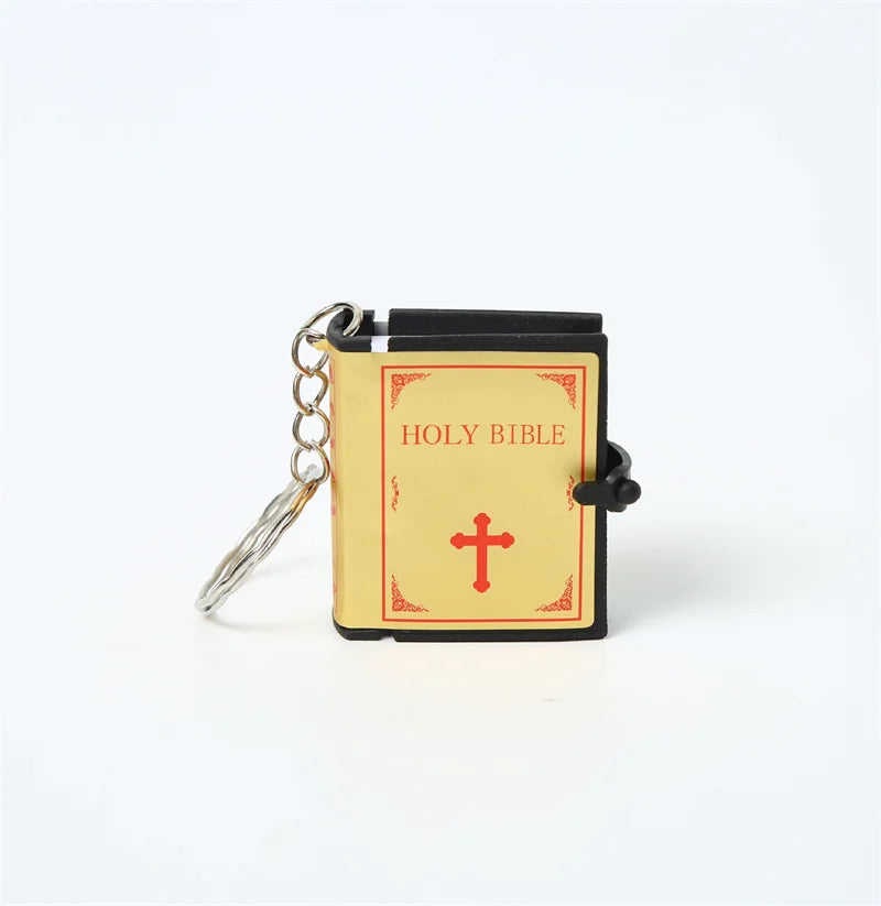 Mini English Bible Keychain, Christian Jesus Cross Keychain, Couple's Bag, Charm Prayer, God Bless, Keyframe Accessories