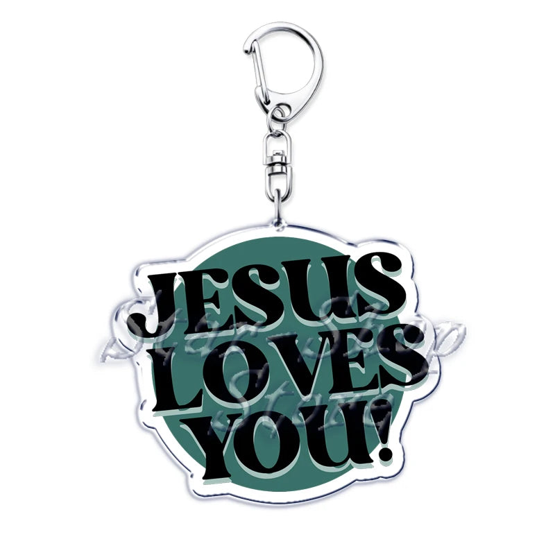 Jesus Loves You Letter Keychains Christian God Bible Quote Keyring for Accessories Bag Pendant Key Chain Jewelry Fans Lover Gift