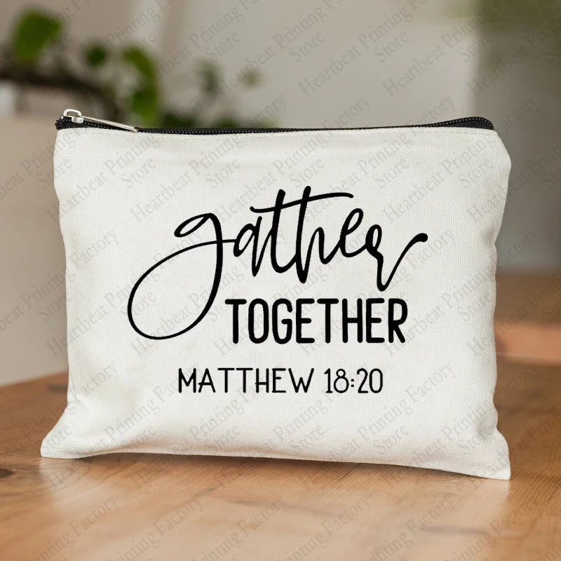Be The Light Pattern Religious Gifts Church Canvas Make Up Bag God Illustration Cosmetics Pouch Christian Gifts for Women Wallet