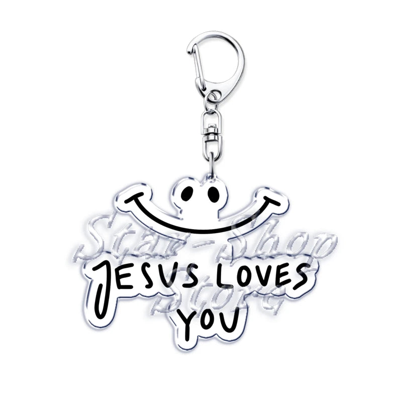 Jesus Loves You Letter Keychains Christian God Bible Quote Keyring for Accessories Bag Pendant Key Chain Jewelry Fans Lover Gift
