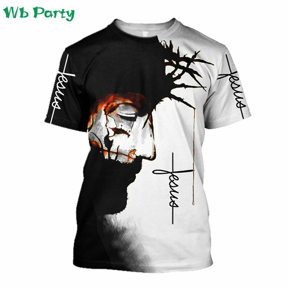 Jesus Pattern Print Designer Clothes Men Jesus Print T shirts for Men Jesus Shirts Graphic Tee Men's Summer Clothes Designer Tee
